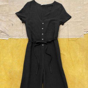 Grade & Gather Parks Linen Black Jumpsuit